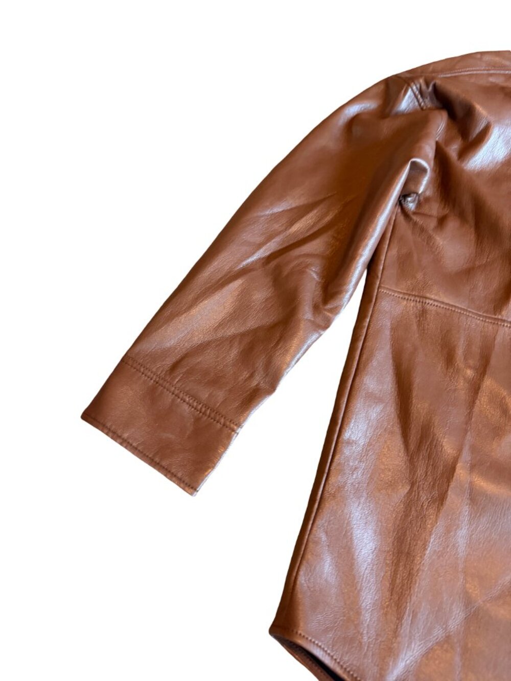 Aritzia Babaton Pelli Shirt Jacket Button-Down Brown Vegan Leather Size Medium - Picture 4 of 13